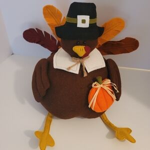Large Plush Stuffed Felt Turkey Thanksgiving Fall Table Centerpiece Decoration